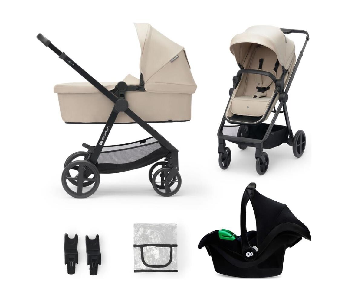 Kinderkraft KINDERKRAFT - Kombinovaný kočárek 3v1 NEWLY Sand beige + autosedačka MINK PRO