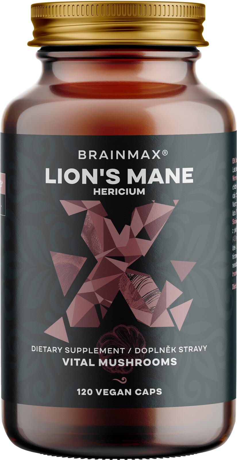 BrainMax Lion's Mane (Hericium) extrakt, 50% polysacharidů a 20% glukanů (beta-1,3/1,6 D-glukanů), 400 mg, 120 rostlinných kapslí