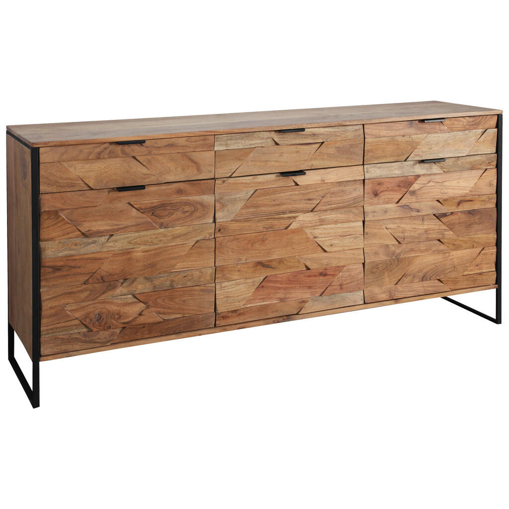 Ambia Garden ŠIROKÁ KOMODA, akácie, černá, barvy akácie, 175/86/40 cm