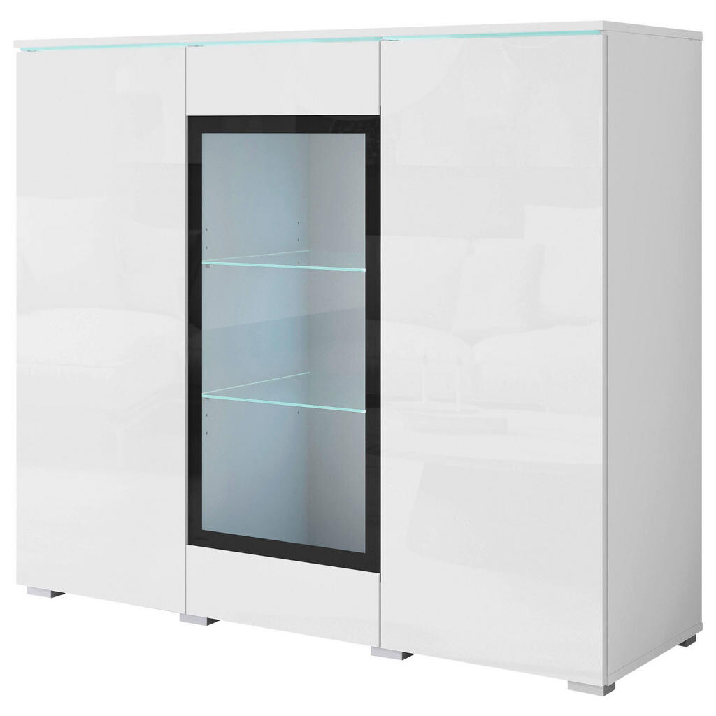 P & B VYSOKÁ KOMODA, bílá, vysoce lesklá bílá, 120/103,3/39,5 cm