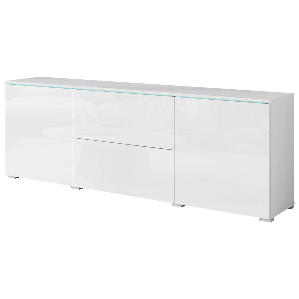 P & B NÍZKÁ KOMODA, bílá, vysoce lesklá bílá, 180/61,8/34,5 cm