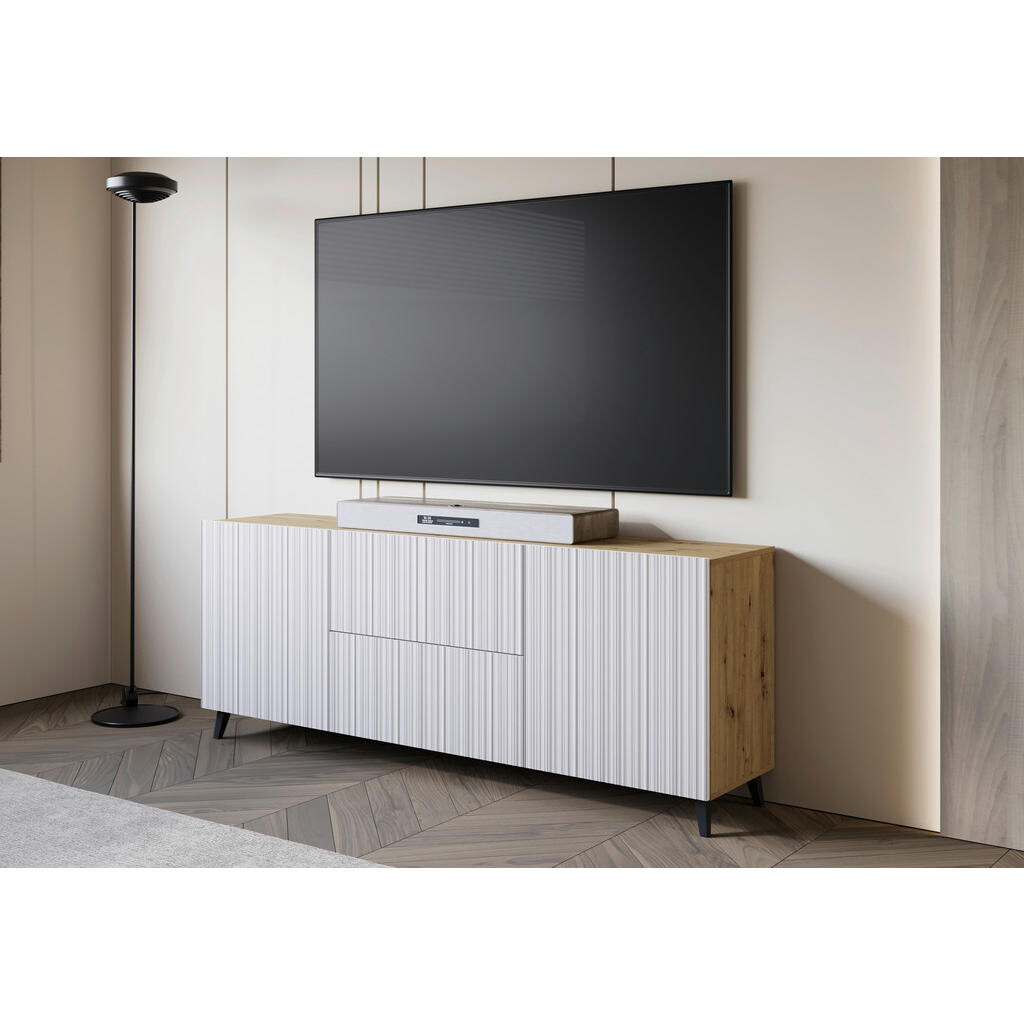 Livetastic NÍZKÁ KOMODA, bílá, dub artisan, 180/69,4/39 cm