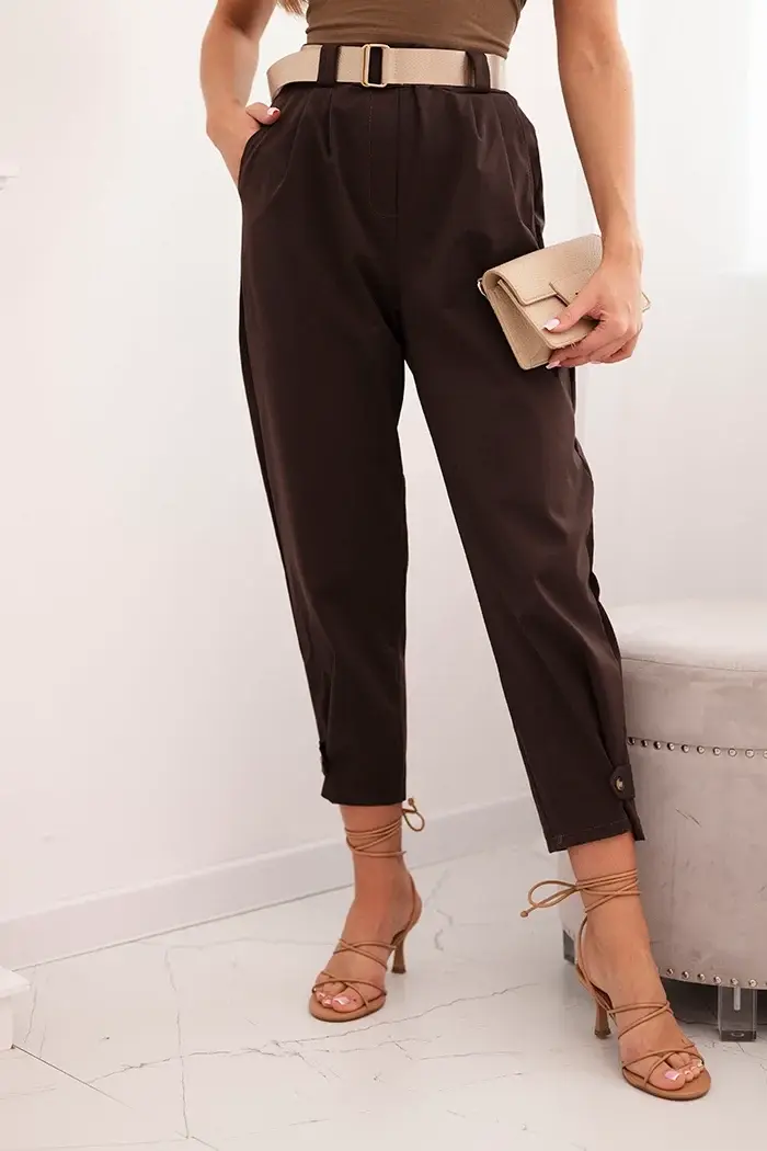 Kesi Włoski Kalhoty Summer Punto se zapínáním na nohavice hnědý