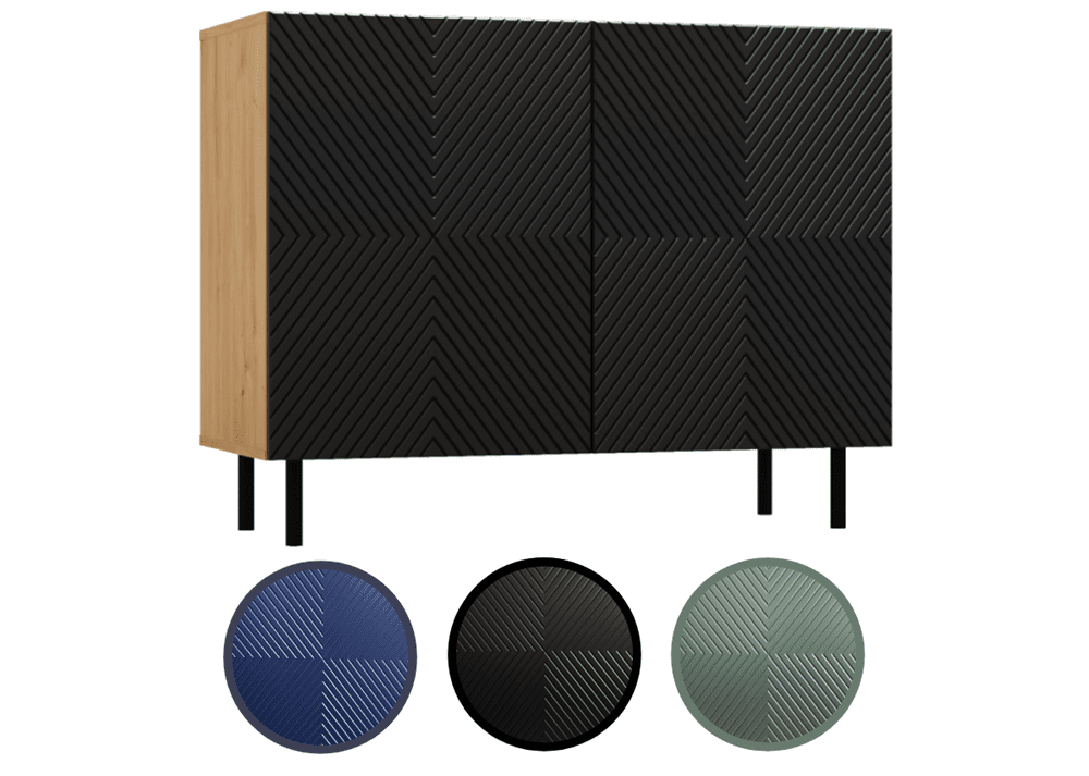 TPS Komoda KAMA X 2D 100 cm, Dub Artisan / Černá