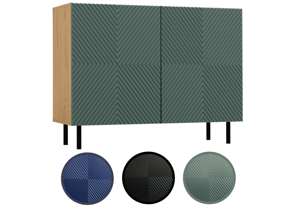 TPS Komoda KAMA X 2D 100 cm, Dub Artisan / Zelená