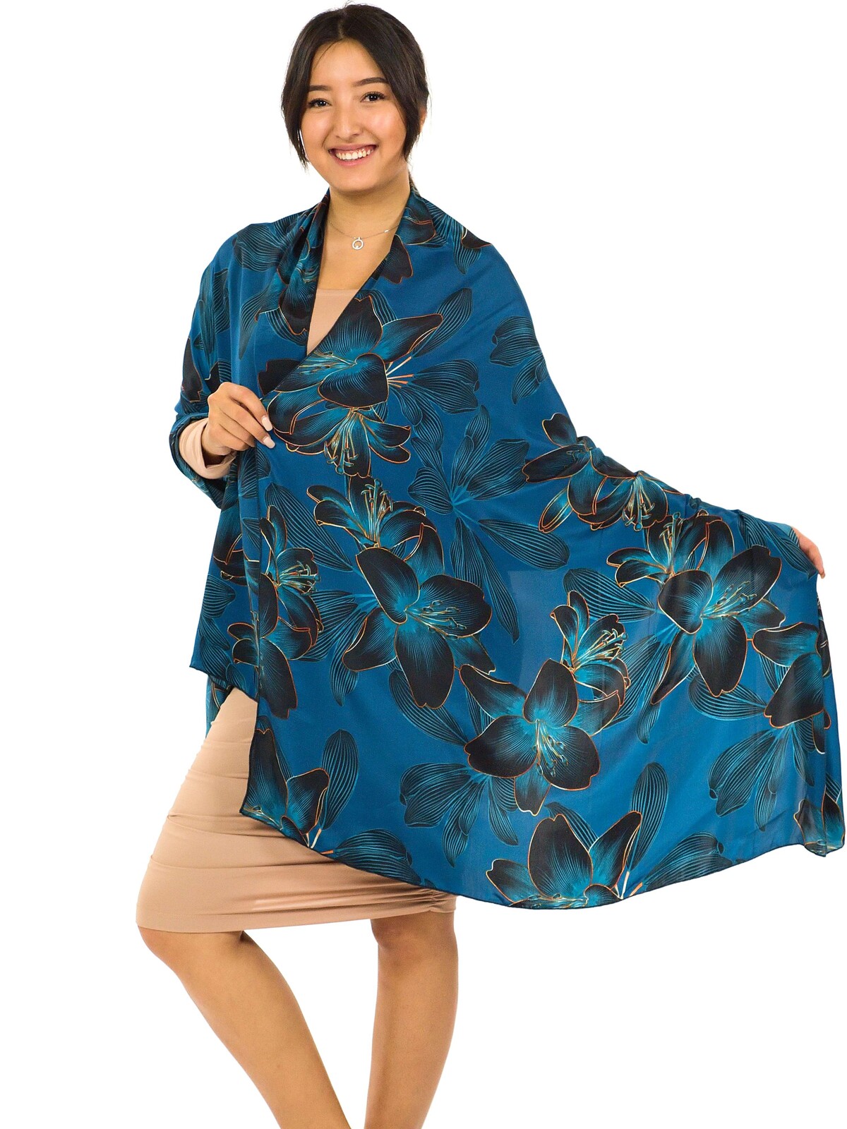 Maxi šátek Lilie - tmavě modrá