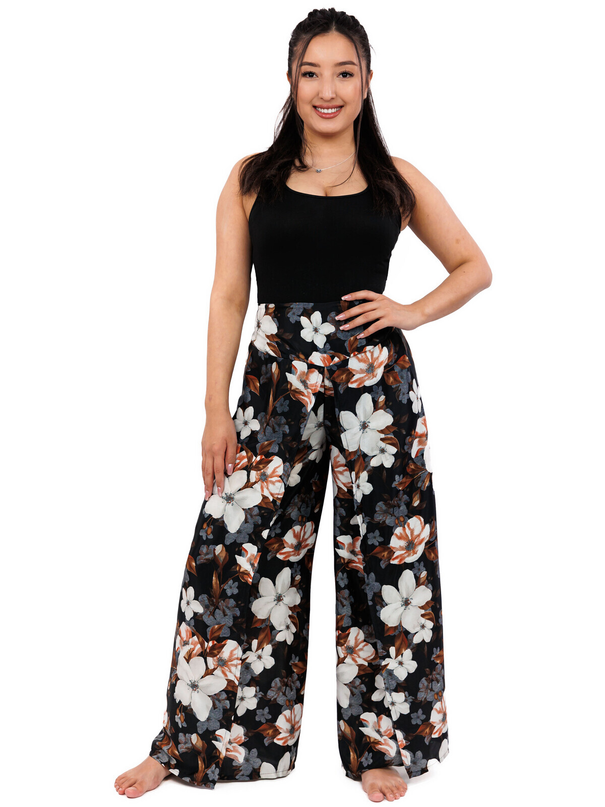 Himalife Zavinovací kalhoty Nabila - černá s bílou Velikost: S/M