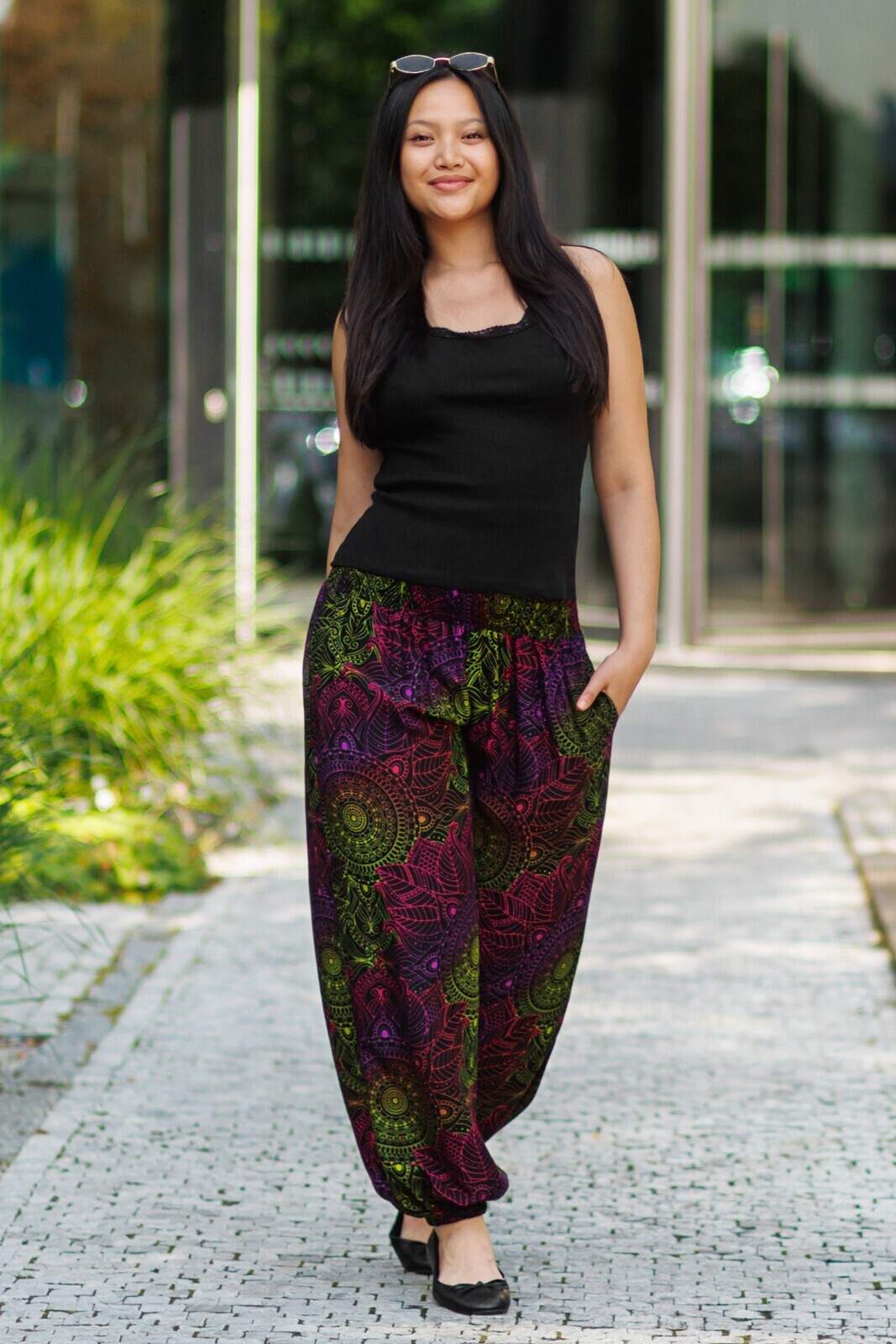 Himalife Kalhoty s kapsami Kailani - růžové se žlutou Velikost: S/M