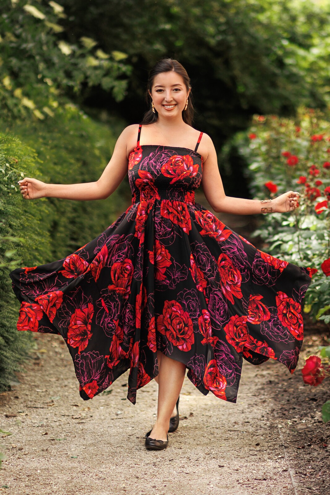 Himalife Šaty-sukně 2v1 Dawa Rosalie - černá s červenou Velikost: S/M