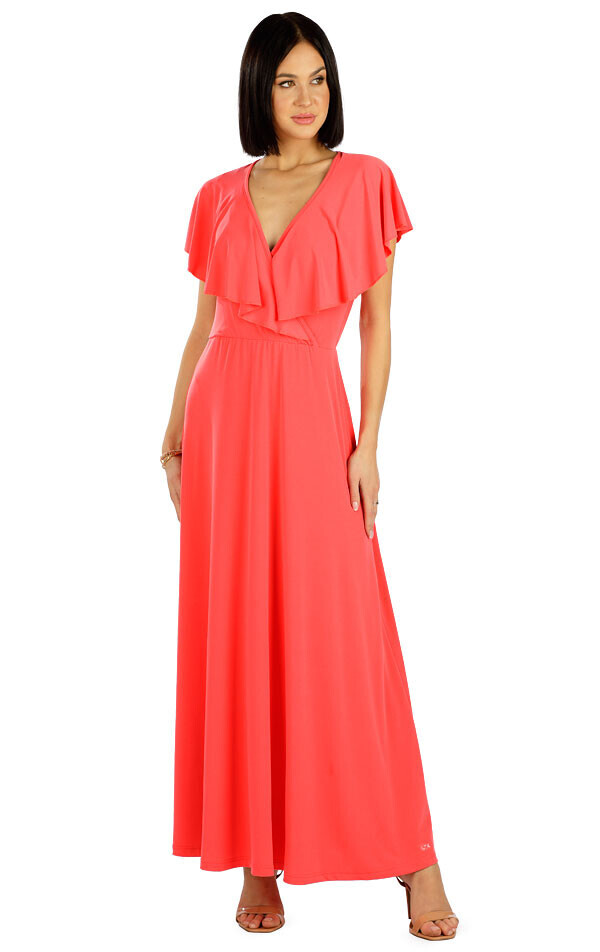 Dámské šaty bez rukávu 5e010 litex korálově červená s