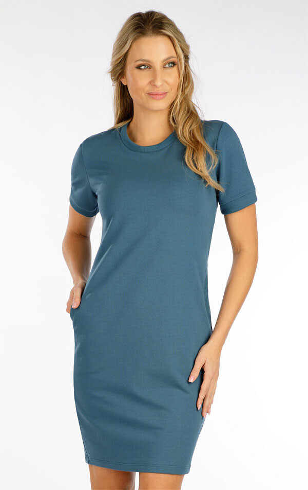 Dámské šaty s krátkým rukávem 5f281 litex petrolejová s