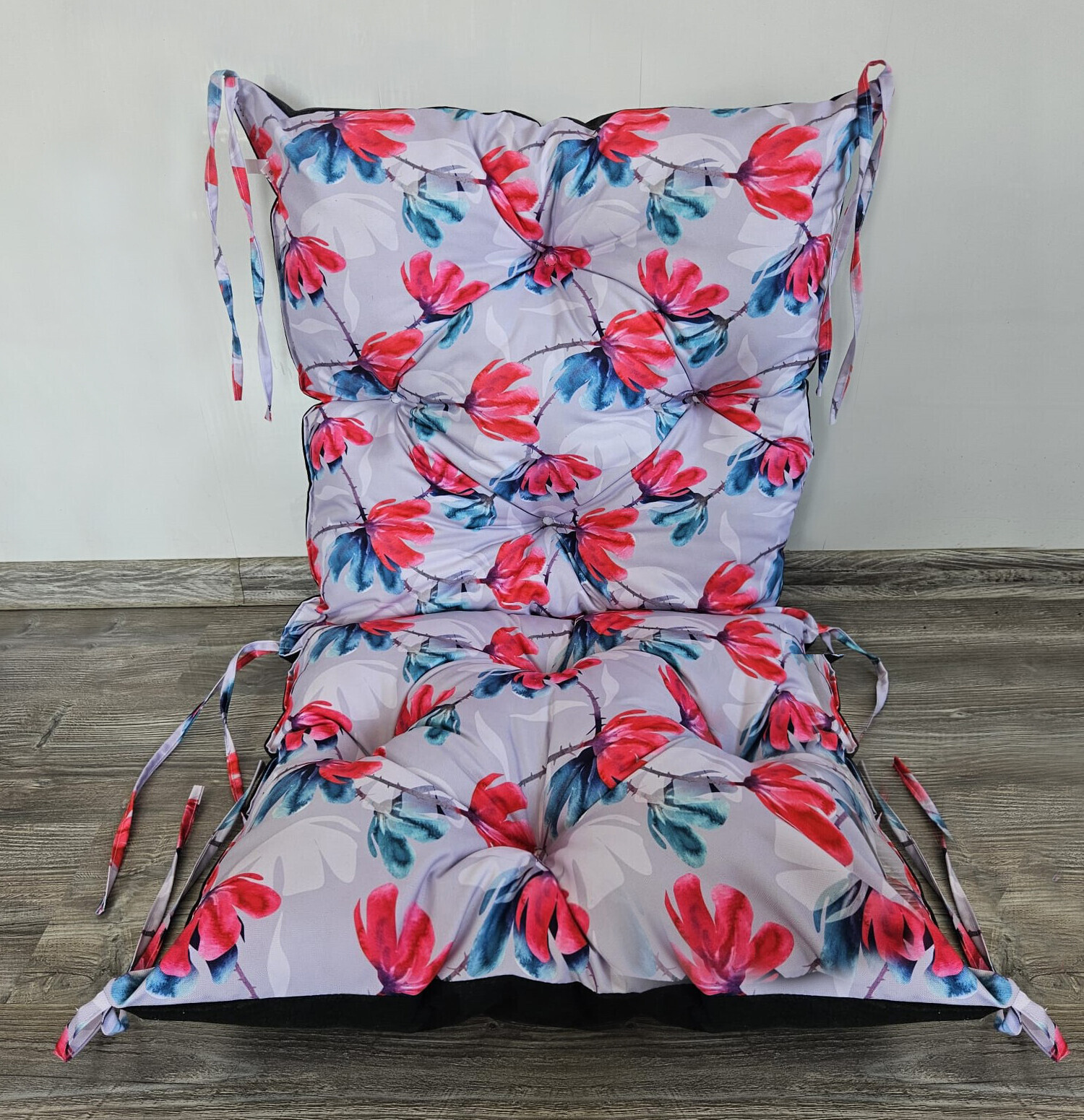 Zahradní prošívaný podsedák na židli s opěrkou OSCAR vzor 132 50x50x50 cm Mybesthome