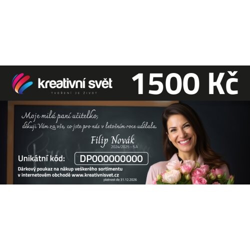 Dárek pro paní učitelku - poukaz na 1500 Kč