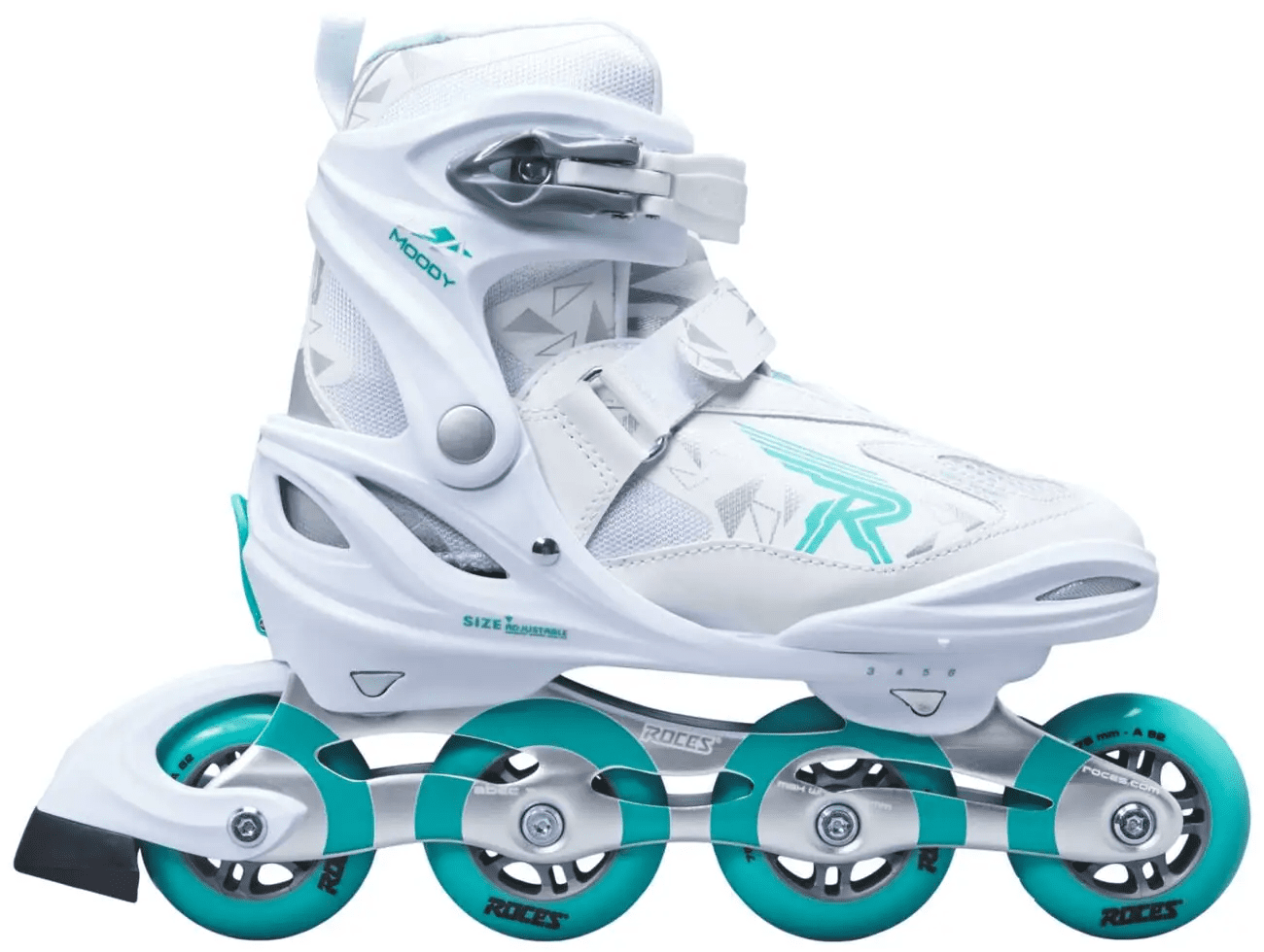 Roces - Moody TIF - White/Aqua - nastavitelné in-line brusle Velikost (brusle): 30 - 35