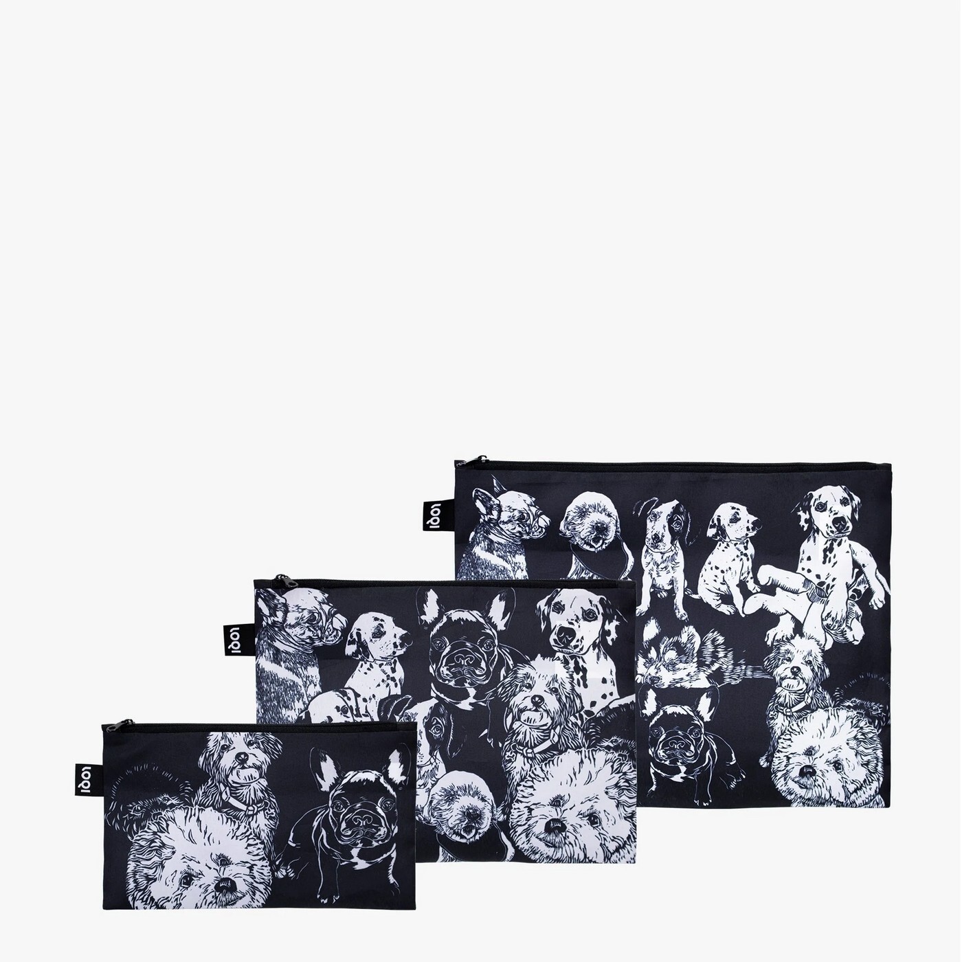 Taštičky na zip 3 ks LOQI RED POPPY BEE Dogs