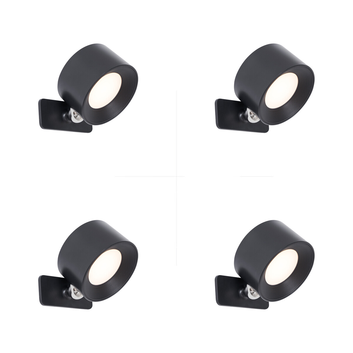 Set van 4 moderne wand- plafondlampen zwart incl. LED oplaadbaar - Bright