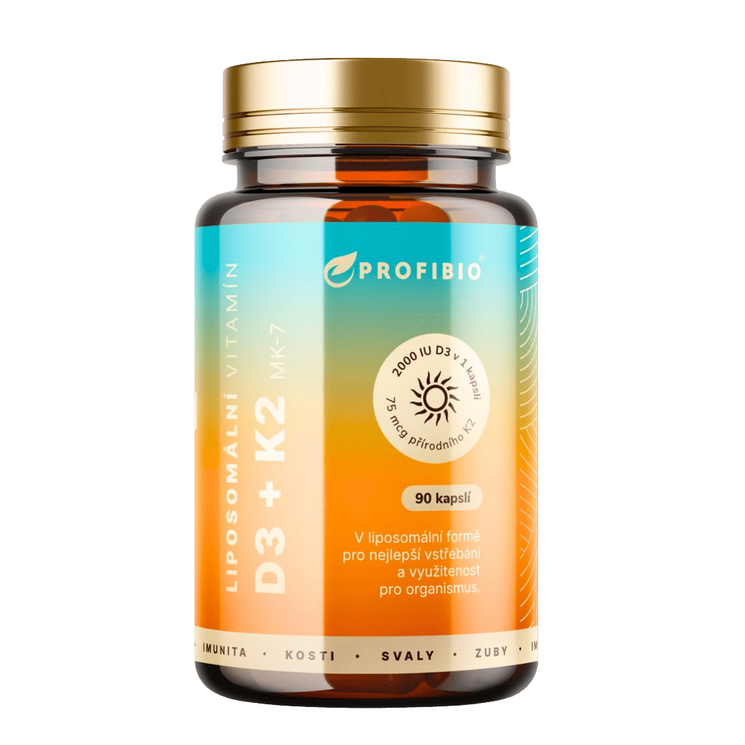 PROFIBIO PREMIUM Liposomální Vitamín D3 + K2 MK-7, 2000 IU + 75 mcg Vysoce vstřebatelný 90 kapslí
