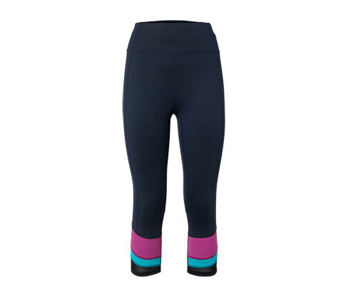 Tchibo - 3/4 sportovní legíny - pro ženy - vel. XS 32/34 - barva: modrá/s proužky