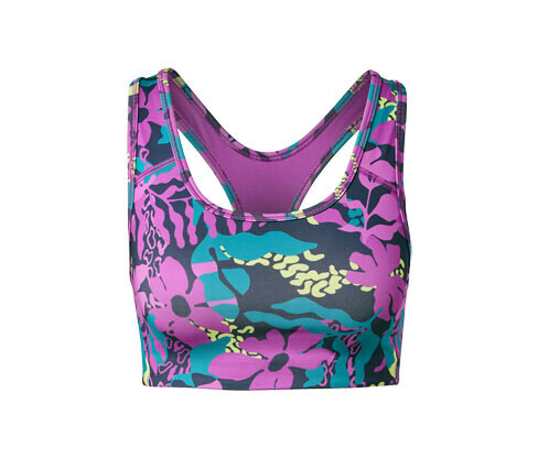 Tchibo - Sportovní podprsenka - pro ženy - vel. XS 32/34 - barva: modrá/květovaný