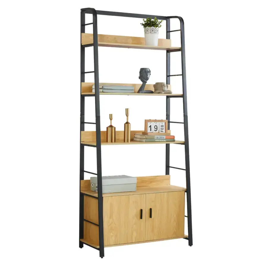 Tempo Kondela Regál CHARITON - dub tmavý/černá