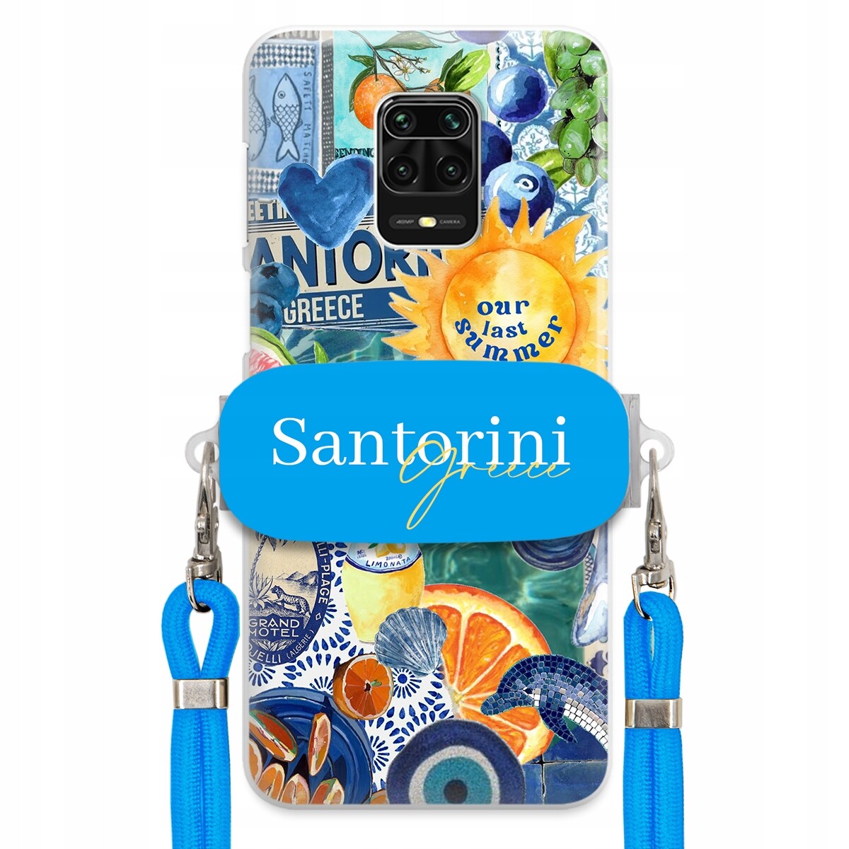 Pouzdro pro Xiaomi Redmi Note 9 Pro Modré vodítko Crossbody+ Držák Santorini