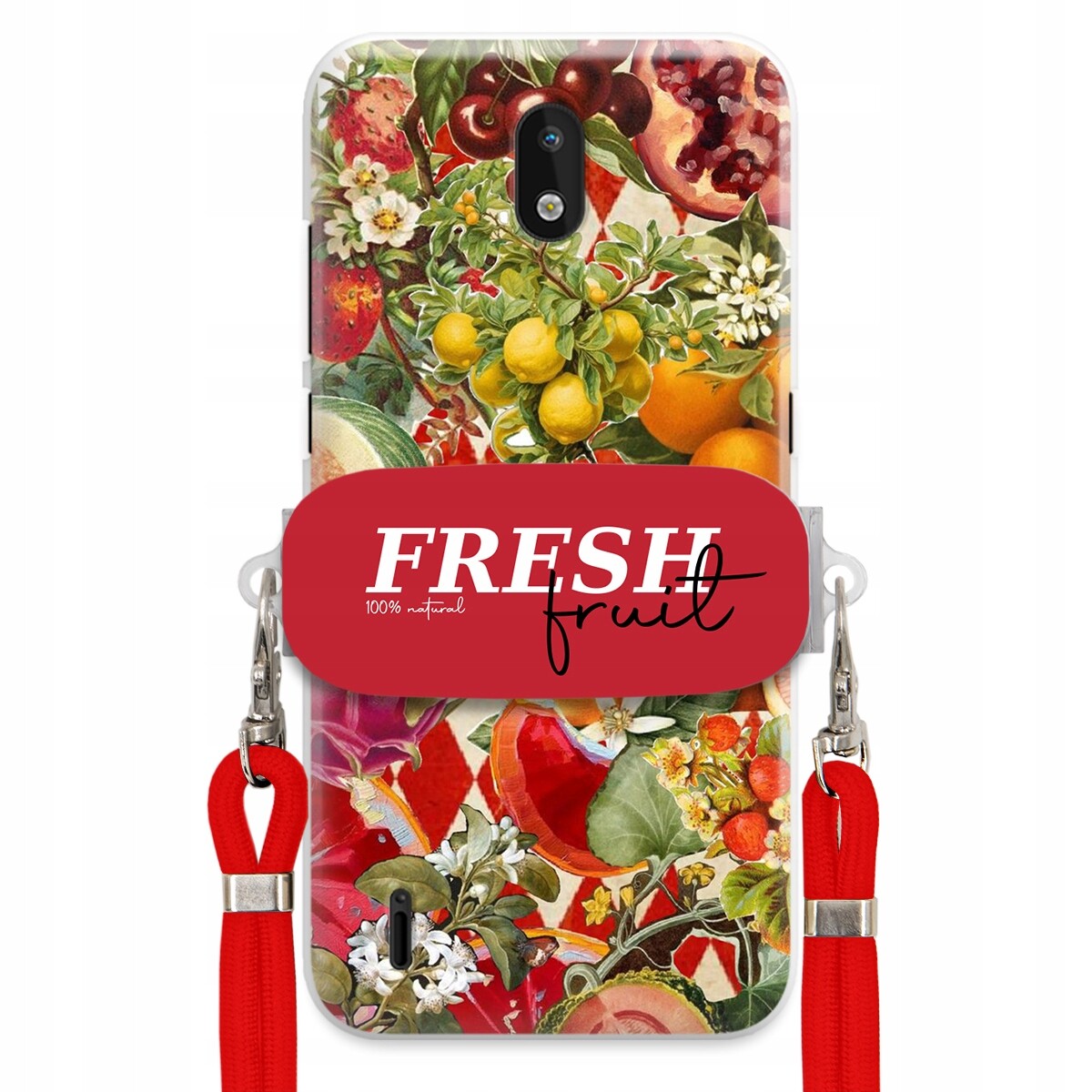 Pouzdro pro Nokia 1.3 Červené Crossbody vodítko Držák Fresh Fruit Ovocný