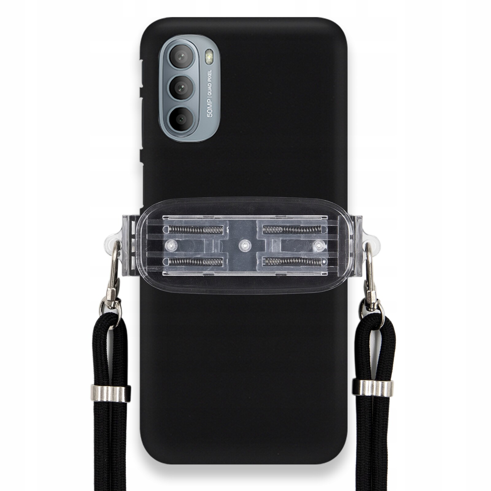 Pouzdro Pro Motorola G31 4G Matné Černé Pouzdro Univerzální Držák Černá Šňůrka