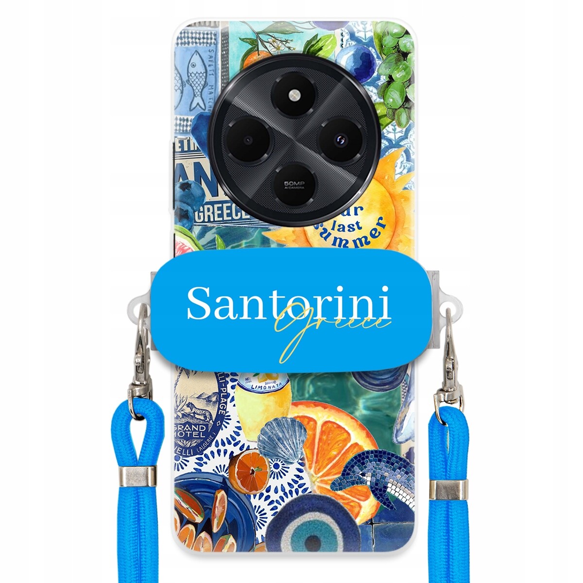 Pouzdro pro Xiaomi Redmi 14C 4G Modré vodítko držák Santorini Sea Vibes
