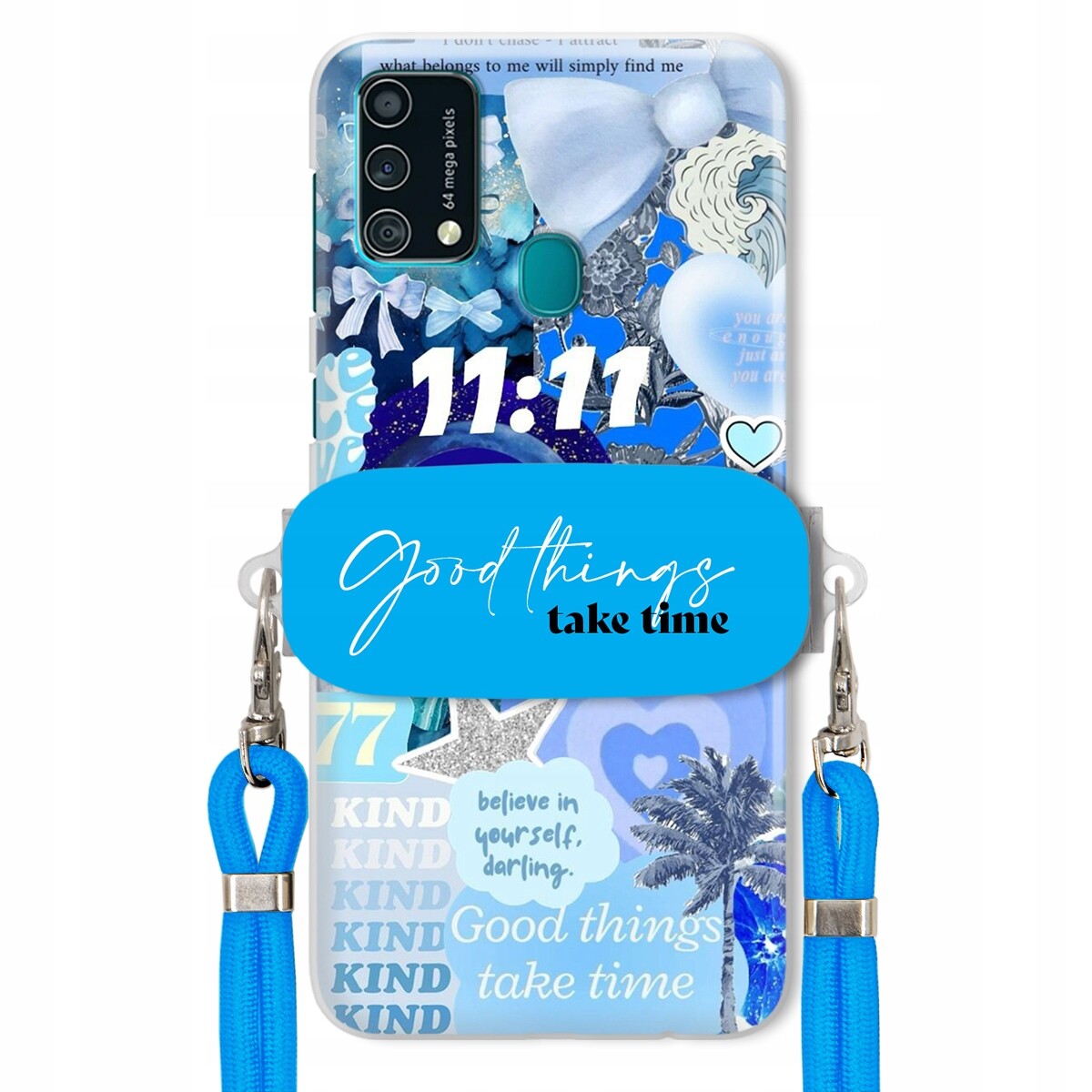 Pouzdro pro Samsung F41 Držák Crossbody vodítko Good Things Take Time Lata