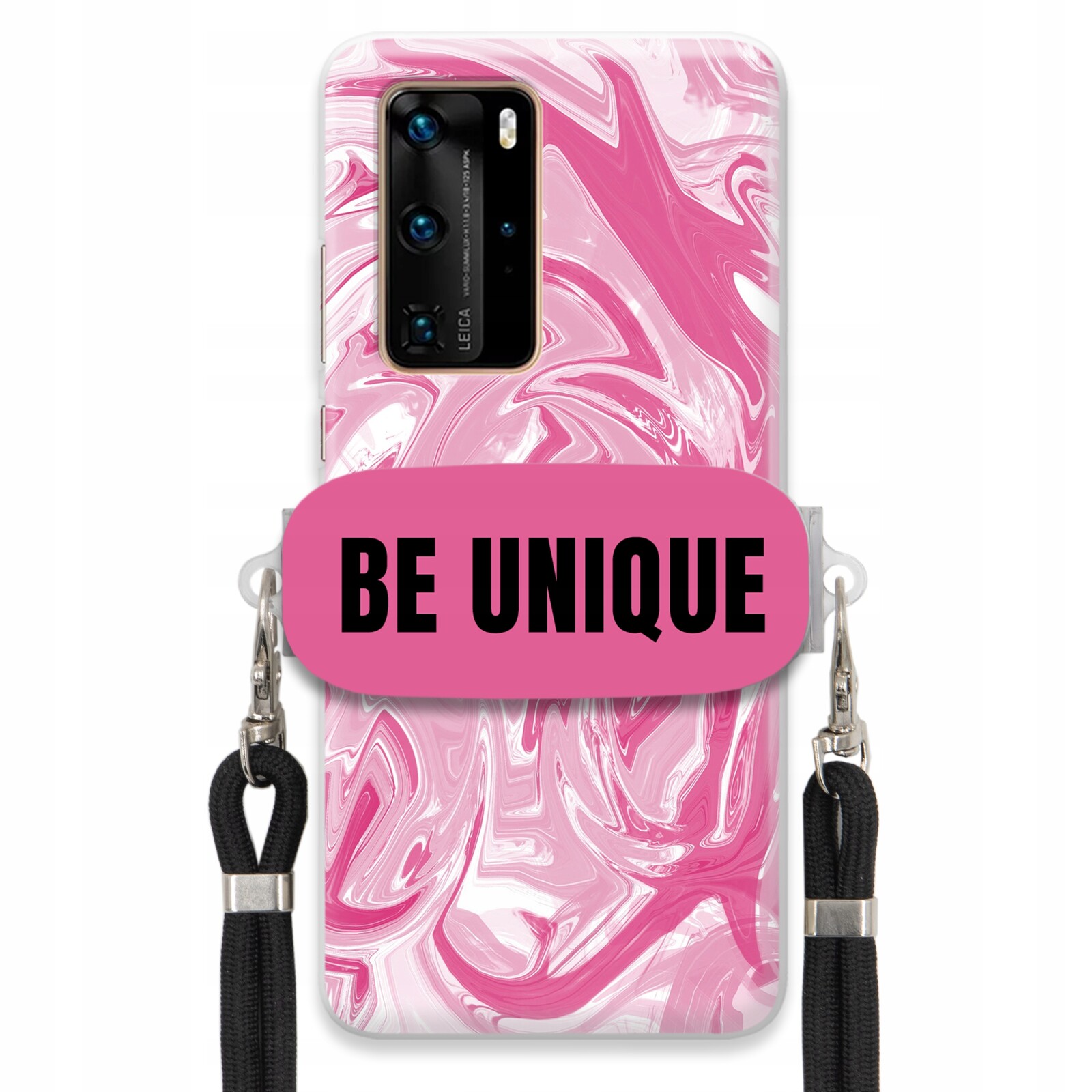 Pouzdro pro Huawei P40 Pro Case Uchytka Šňůrka Černá Růžová Mramor Be Unique