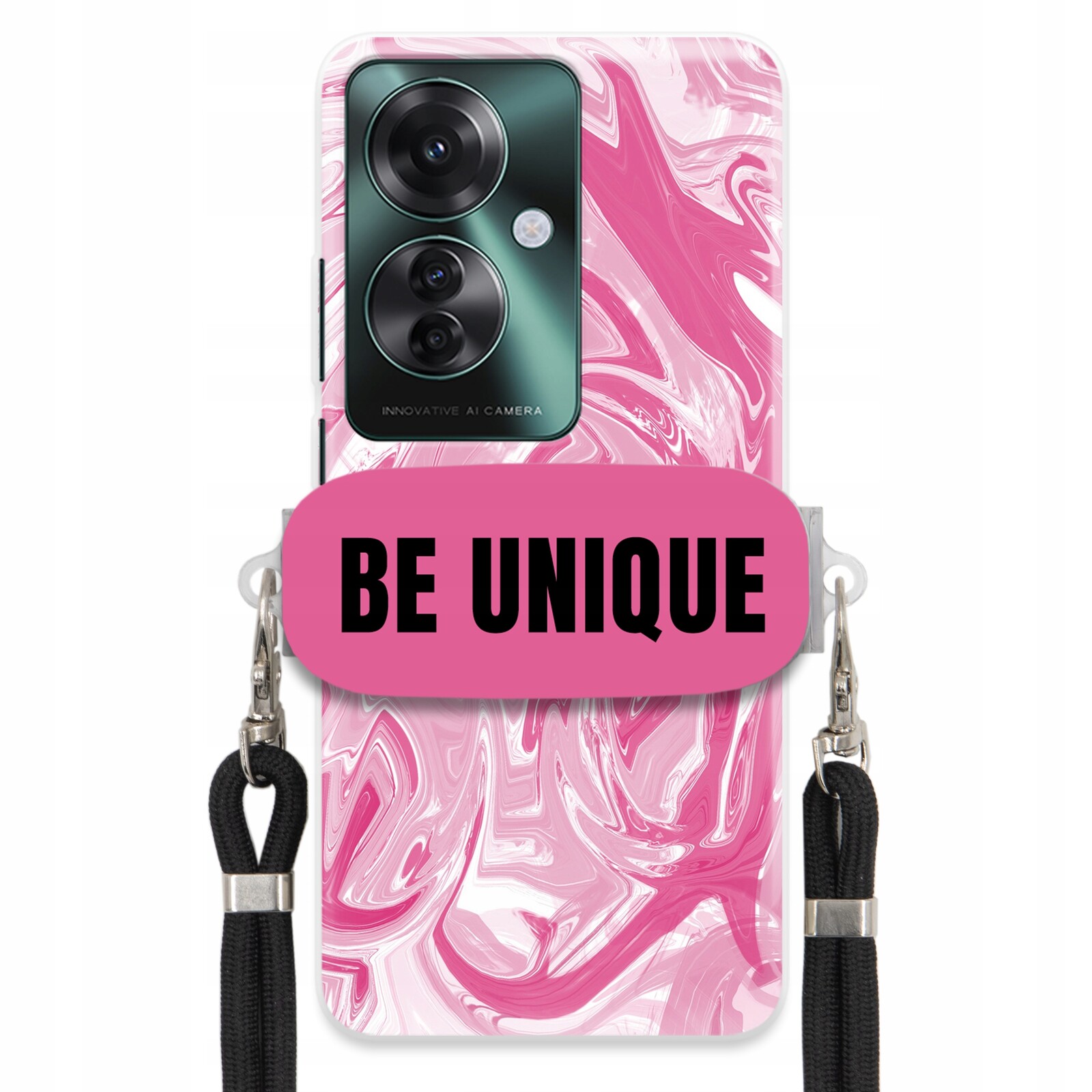 Pouzdro pro Oppo Reno 11F 5G Case úchytka na šňůrku Černá Růžová Mramorová Unique