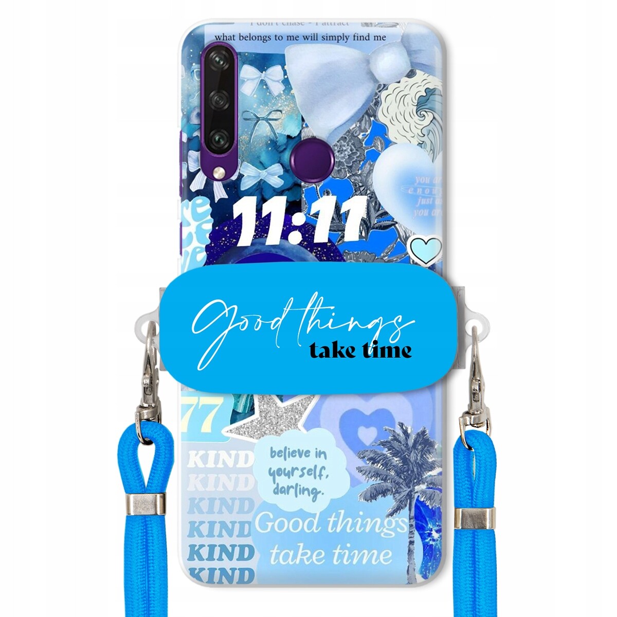 Pouzdro pro Huawei Y6P Držák Crossbody vodítko Good Things Take Time Lata