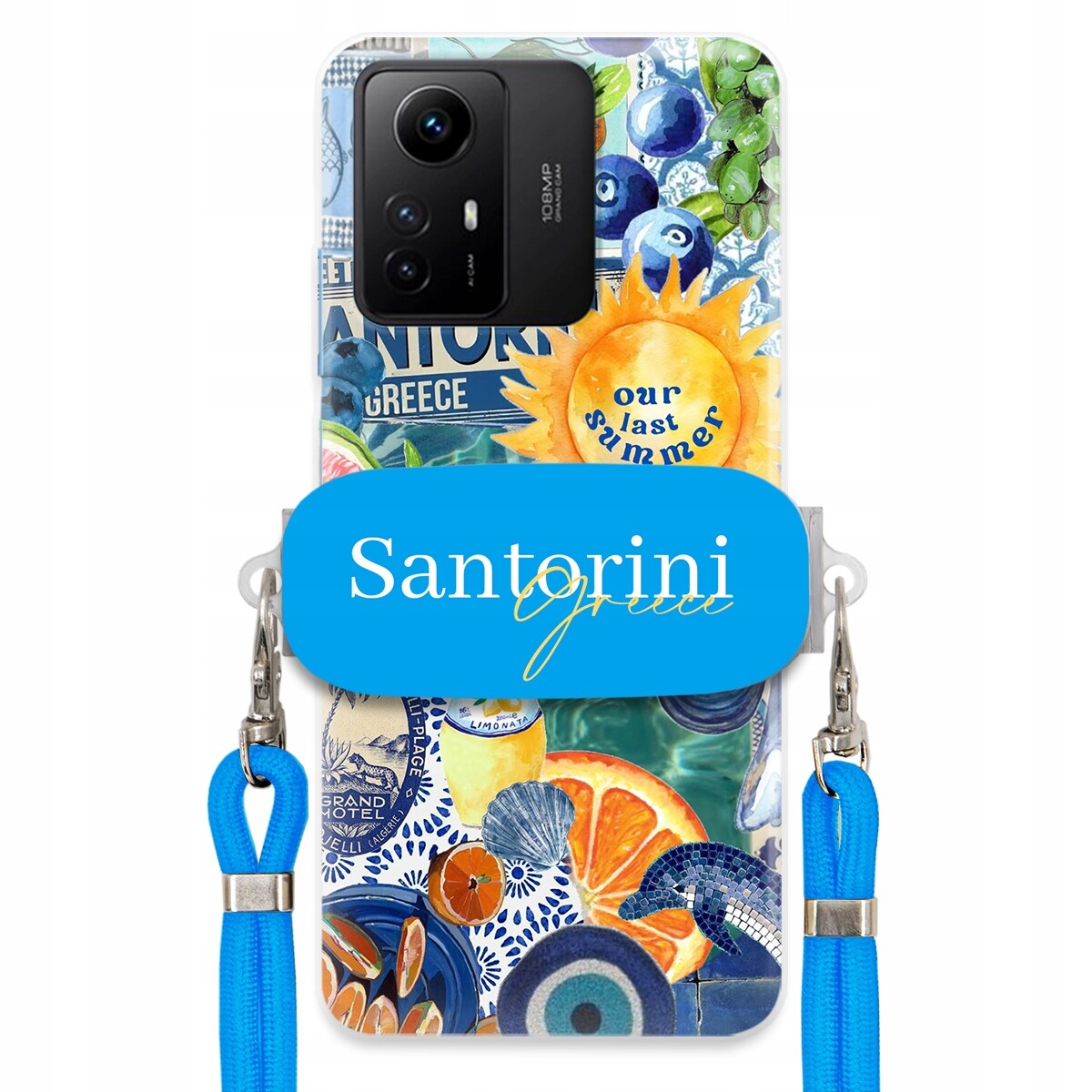 Pouzdro pro Xiaomi Redmi Note 12S Modré vodítko držák Santorini Sea Vibes