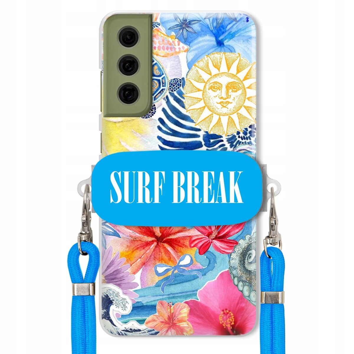 Pouzdro pro Samsung S21 Fe Crossbody vodítko modré držák Surf Break Dovolená