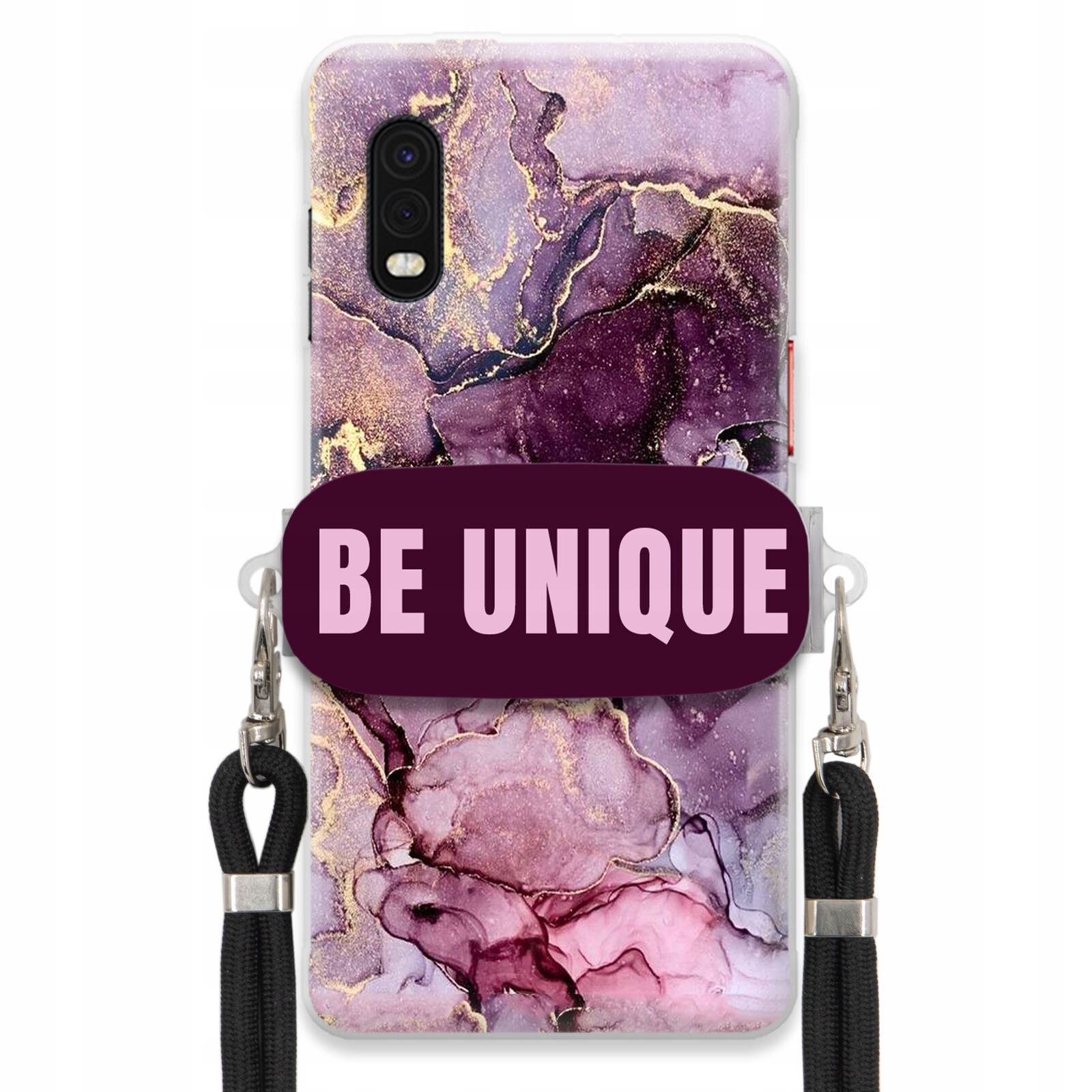 Pouzdro pro Samsung Xcover Pro Case úchytka na šňůrku, černý fialový mramor