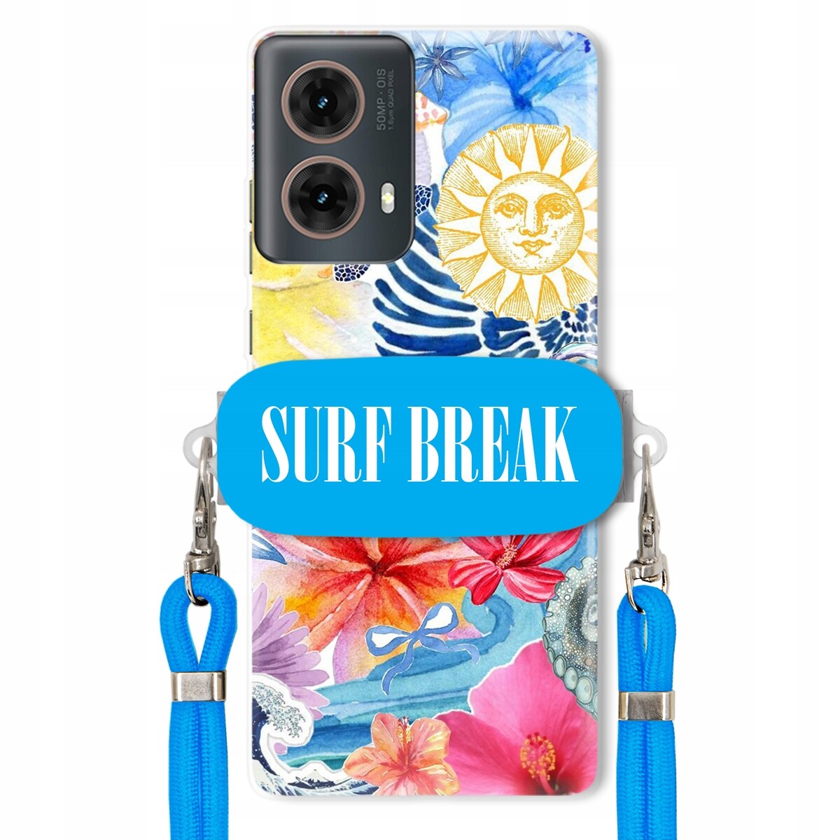 Pouzdro pro Motorola G85 Modré Crossbody vodítko Držák Surf Break Léta