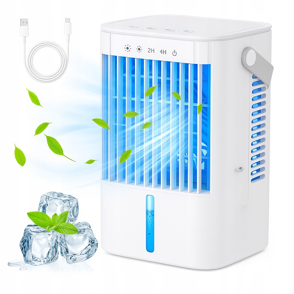 Větráček Mini Klimatizátor Stolní ventilátor Tichý na vodu 1200 Ml Led