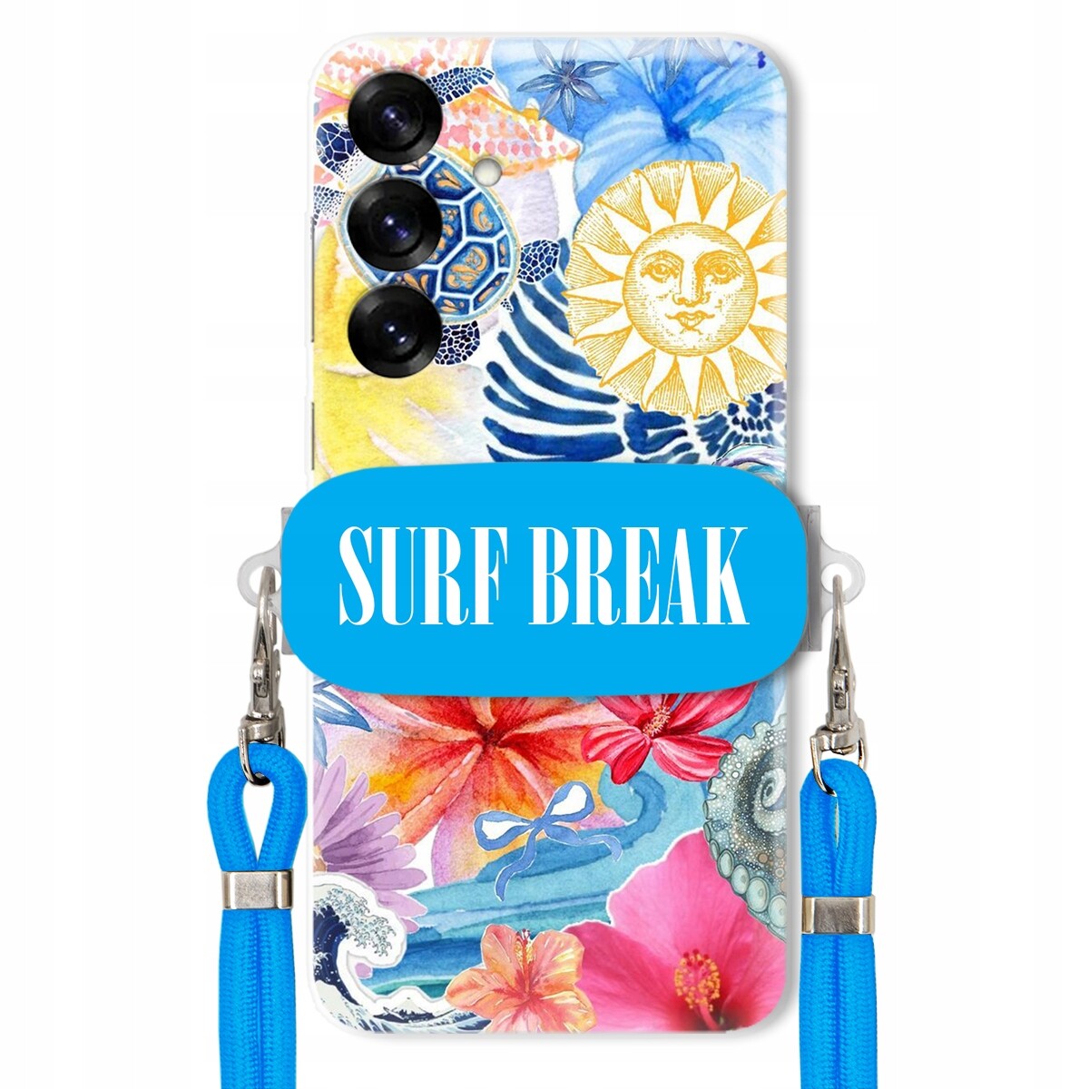 Pouzdro pro Samsung S25 Modré Crossbody vodítko Držák Surf Break Lata