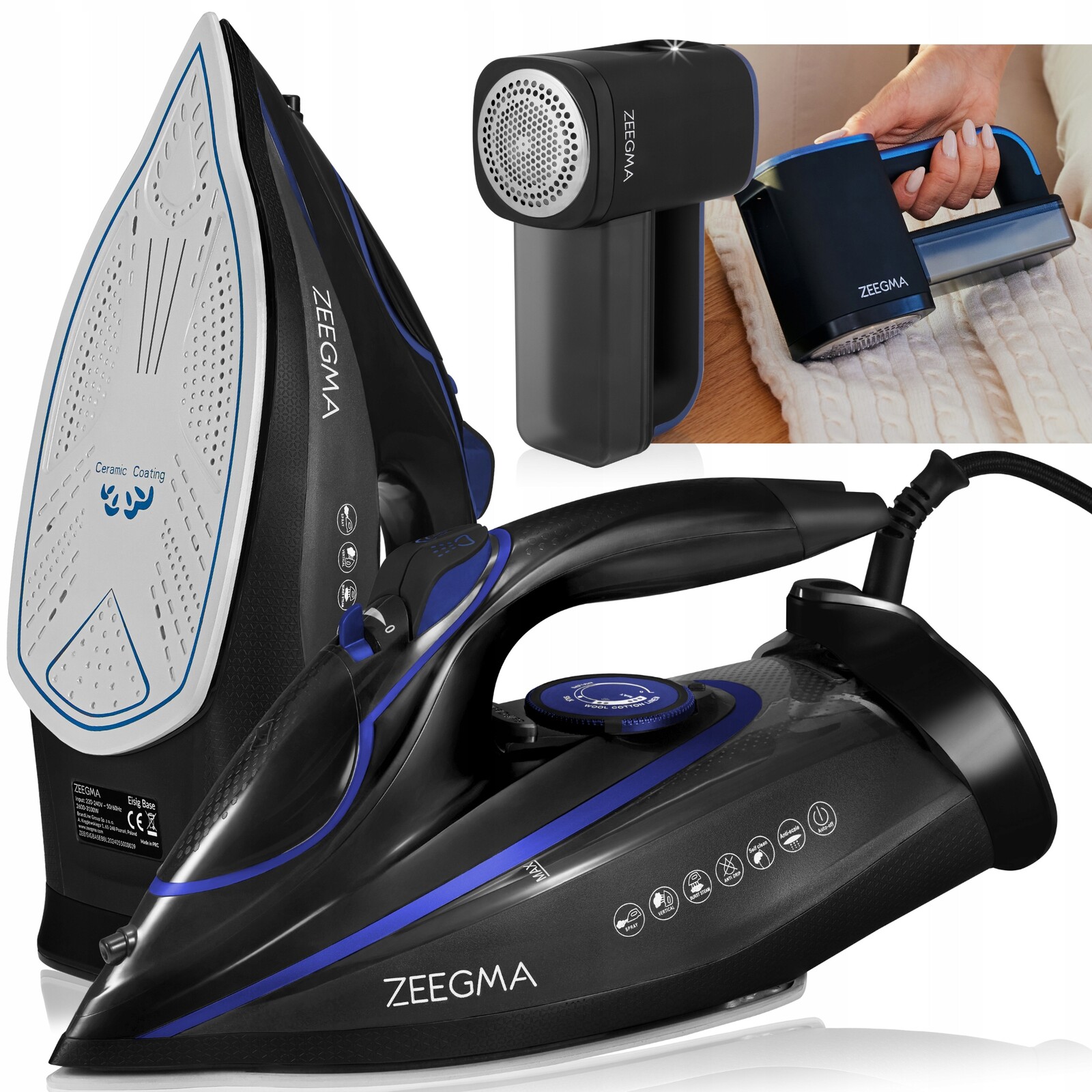 Žehlička 3100 W Velký Výkon Keramická Povrchová Úprava Odžmolkovač Led