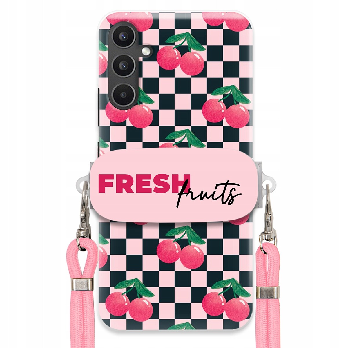 Pouzdro pro Samsung A34 5G Crossbody vodítko držák Šachovnice Fresh Fruits