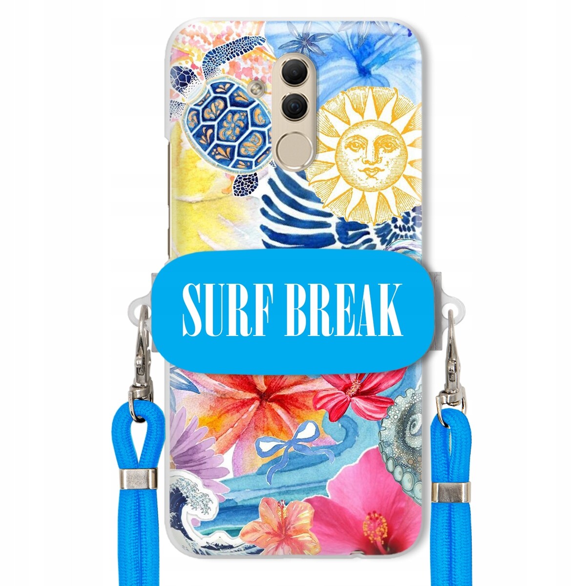 Pouzdro pro Huawei Mate 20 Lite Modré vodítko držák Surf Break Léta