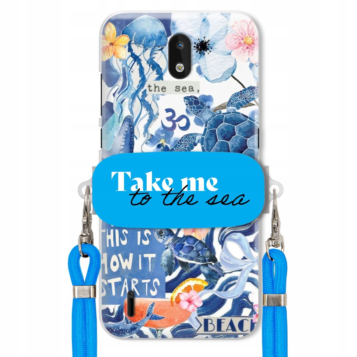 Pouzdro pro Nokia 1.3 Modré Crossbody vodítko Držák Take Me To The Sea Top