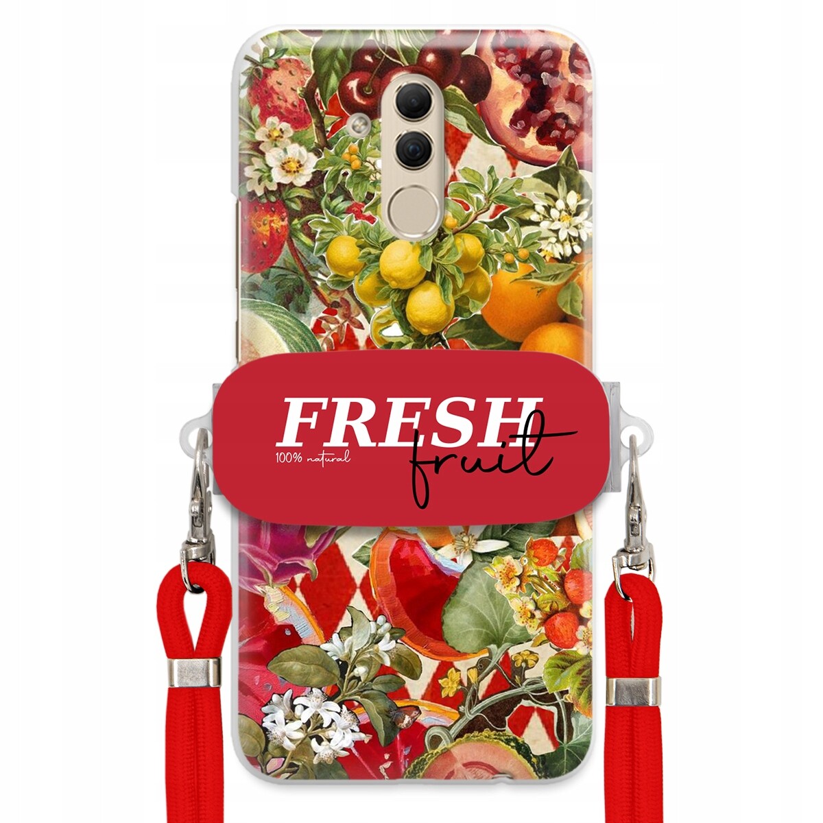 Pouzdro pro Huawei Mate 20 Lite Červené Crossbody vodítko Držák Fresh Fruit