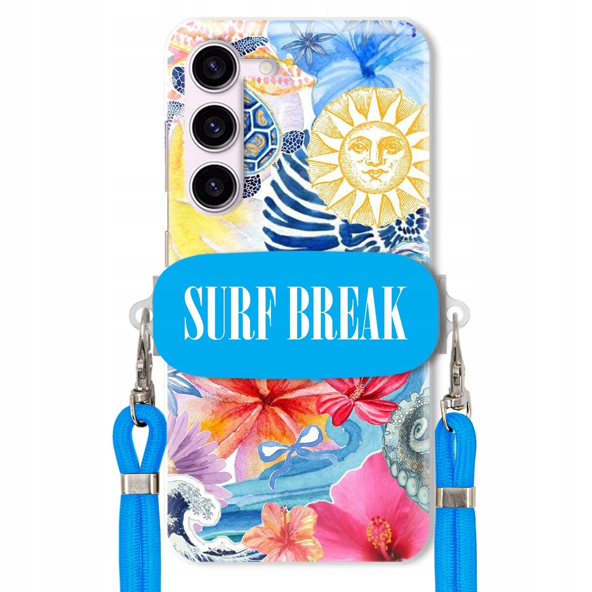 Pouzdro pro Samsung S23 Modré Crossbody vodítko Držák Surf Break Lata