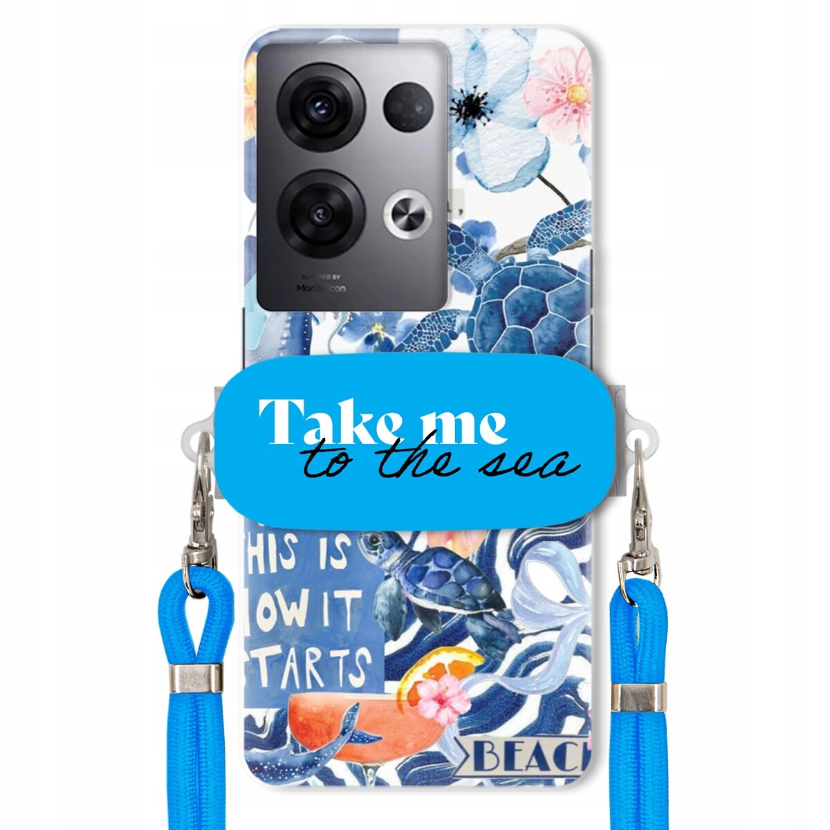 Pouzdro pro Oppo Reno 8 Pro Plus 5G Modré vodítko Držák Take Me To The Sea