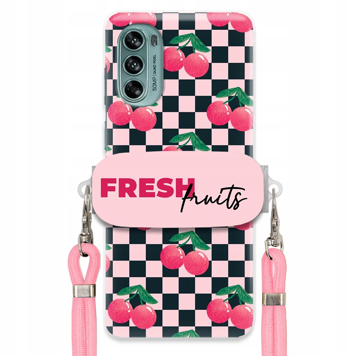 Pouzdro pro Motorola G62 5G Crossbody vodítko držák na šachovnici Fresh Fruits