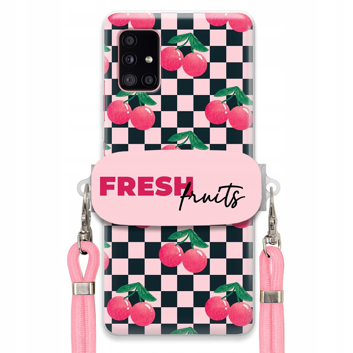 Pouzdro pro Samsung A51 5G Crossbody vodítko držák Šachovnice Fresh Fruits