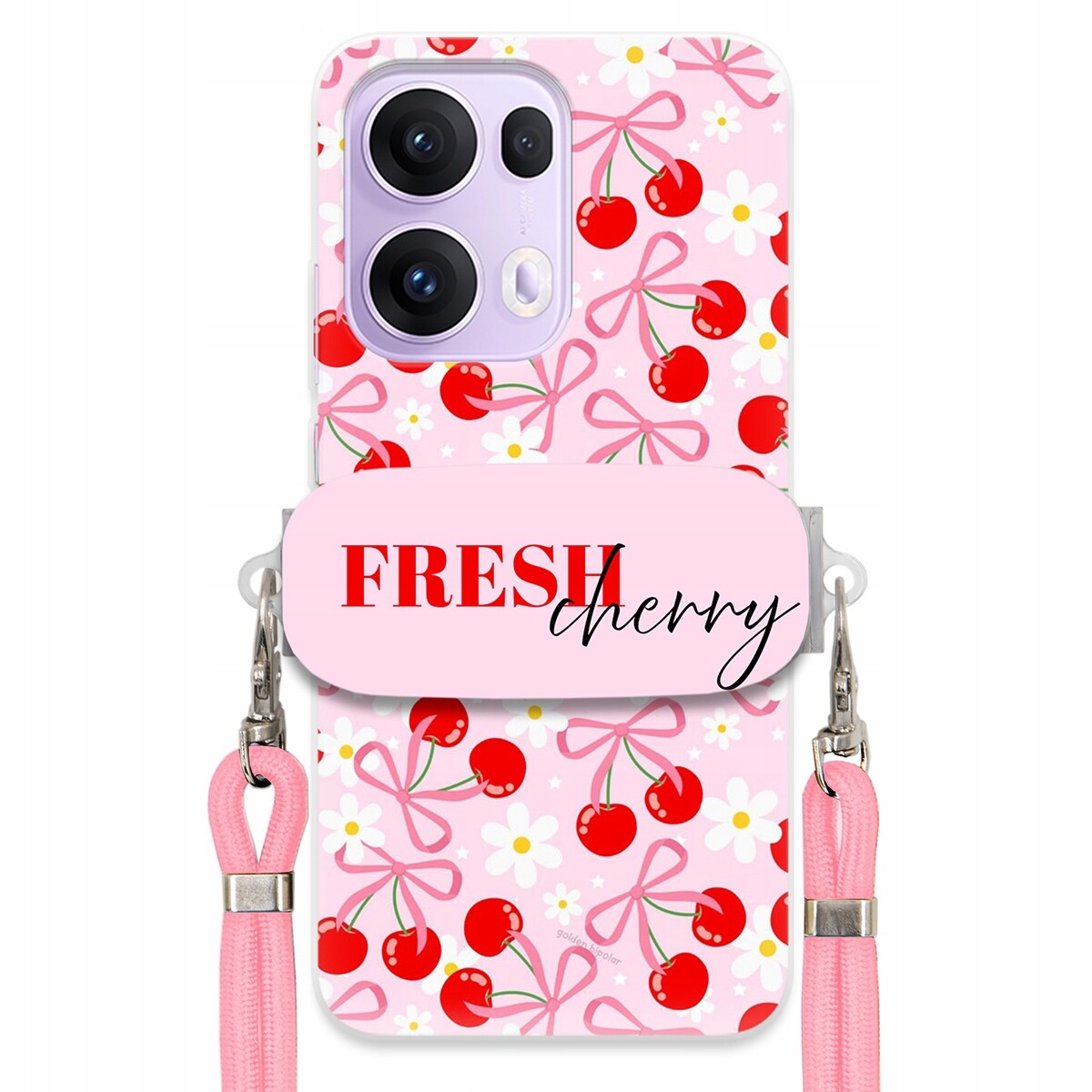 Pouzdro pro Oppo Reno 13 Pro 5G Case Držák Šňůrka Růžová Cherry Kokardy