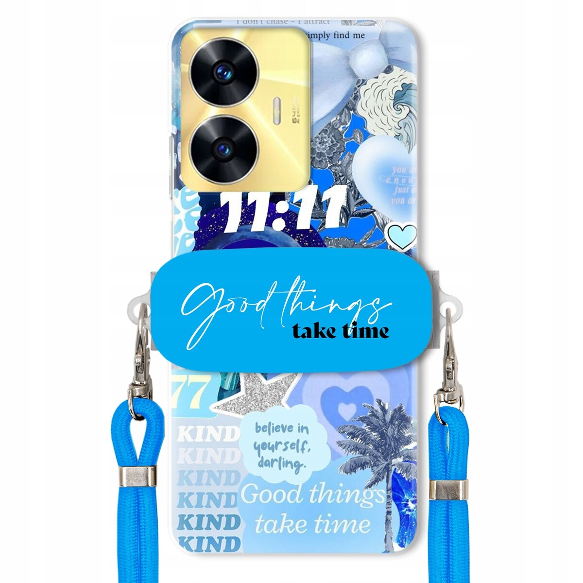 Pouzdro pro Realme C55 Držák Crossbody vodítko Good Things Take Time Lata