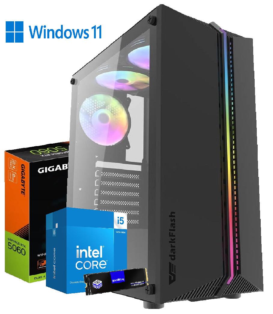 Počítač pro Hry Rtx 5060 8GB, I5 14400F 16GB DDR4 480GB Ssd M.2 WIN11